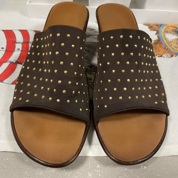 ONEX Cute Brown Studded Slip in Sandals - Picture 2 of 7